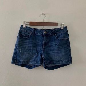 elle dark wash micro mini shorts